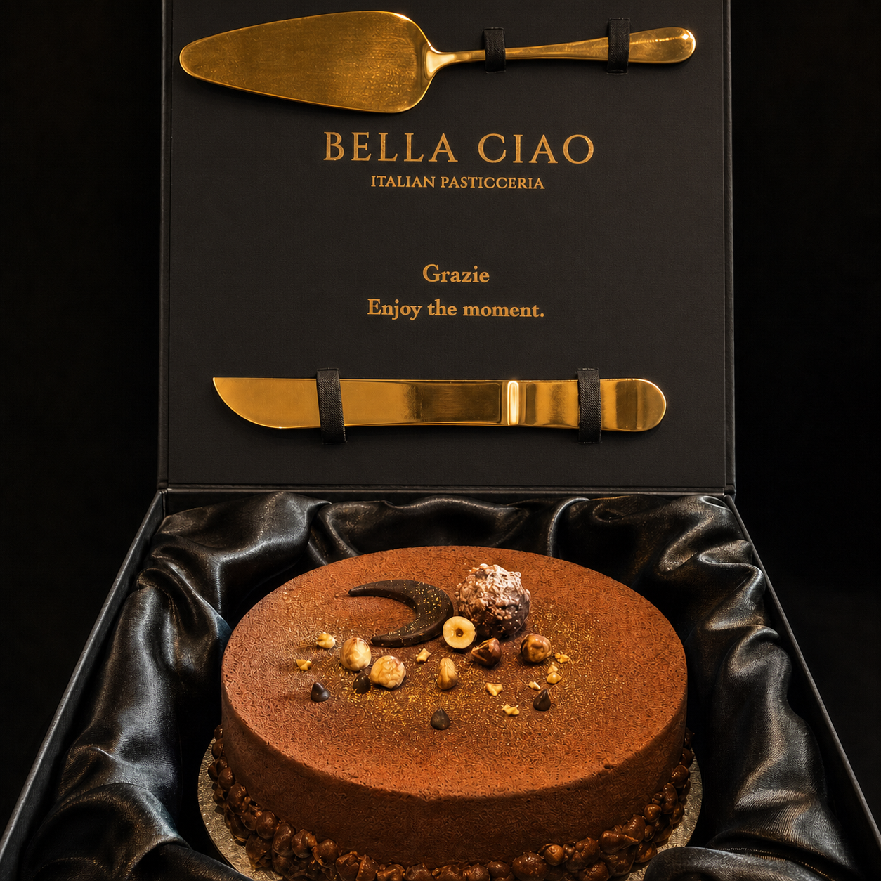 Roche Contemporanea in an open Bella Ciao gift box.